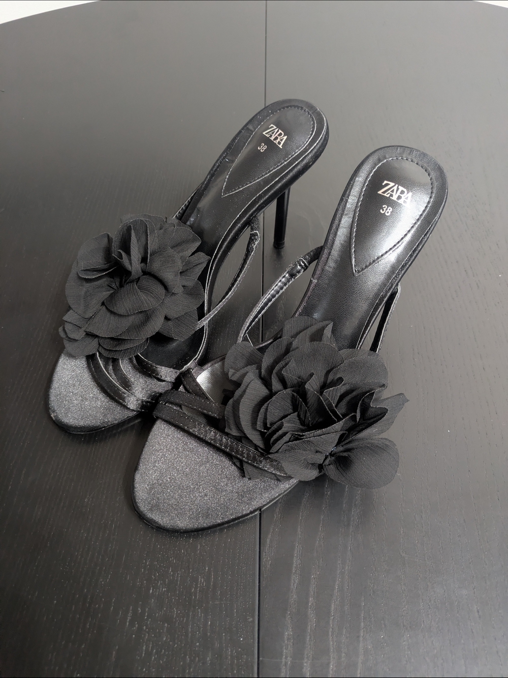 ZARA Black Floral-Accent Stiletto Heel - New With Tags